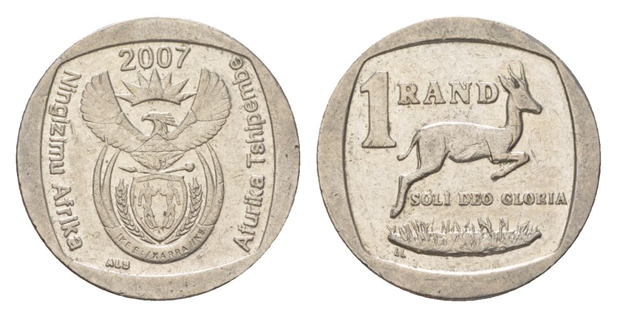 ЮАР 1 ранд 2007 KM 344 медь плакированная никелем 4627-444