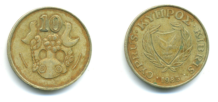 Кипр 10 центов 1983 KM 56.1 никель латунь 89-1655