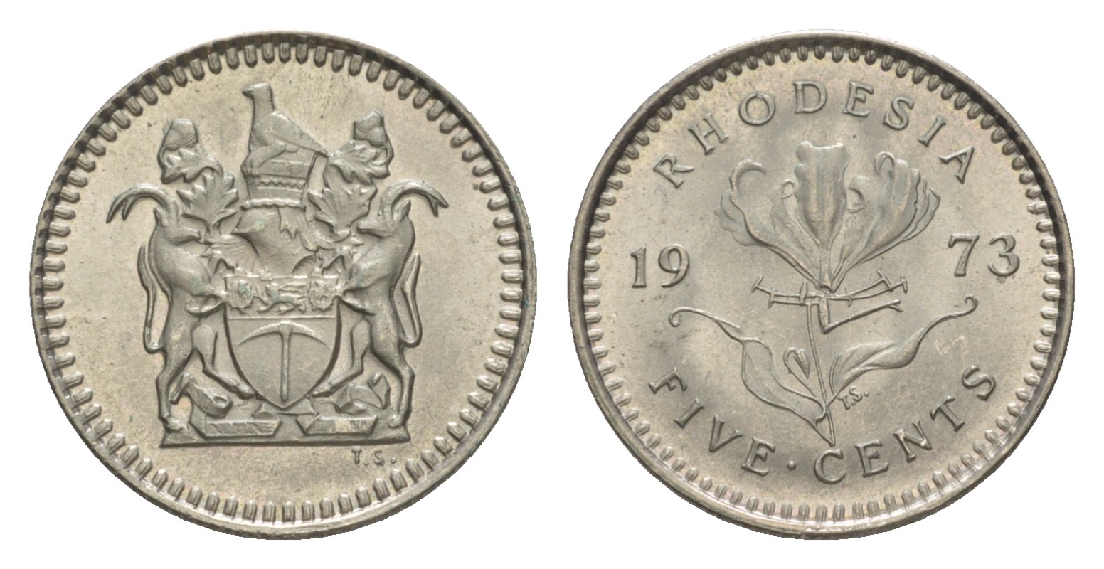 Родезия 5 центов 1973  KM 12 медно-никель  UNC  4640-916