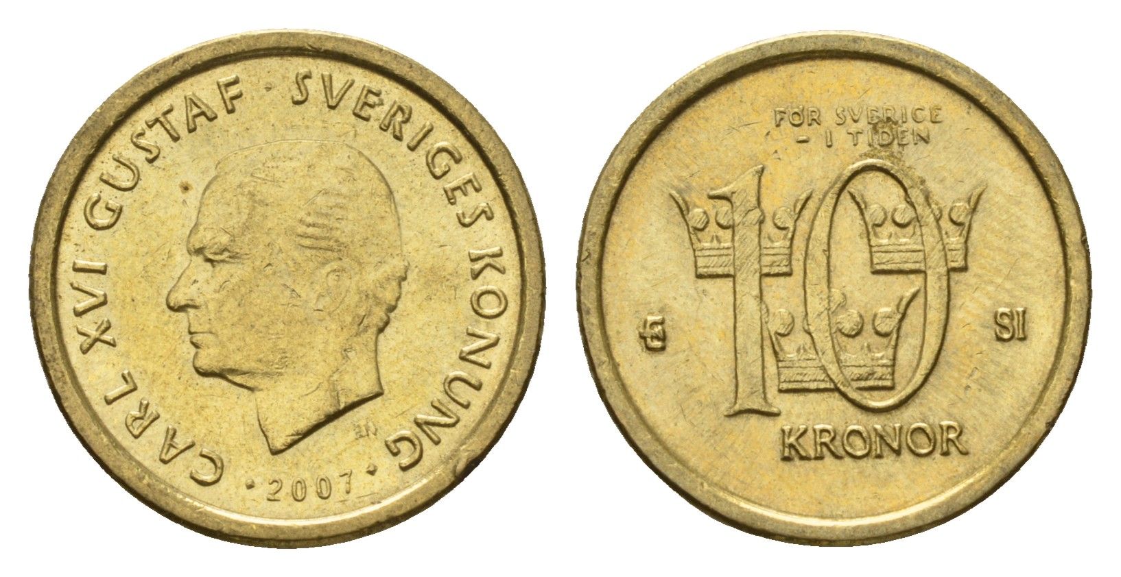 Швеция 10 крон 2007 Карл XVI Густав (1973-) KM 895 нордик aUNC 4656-514