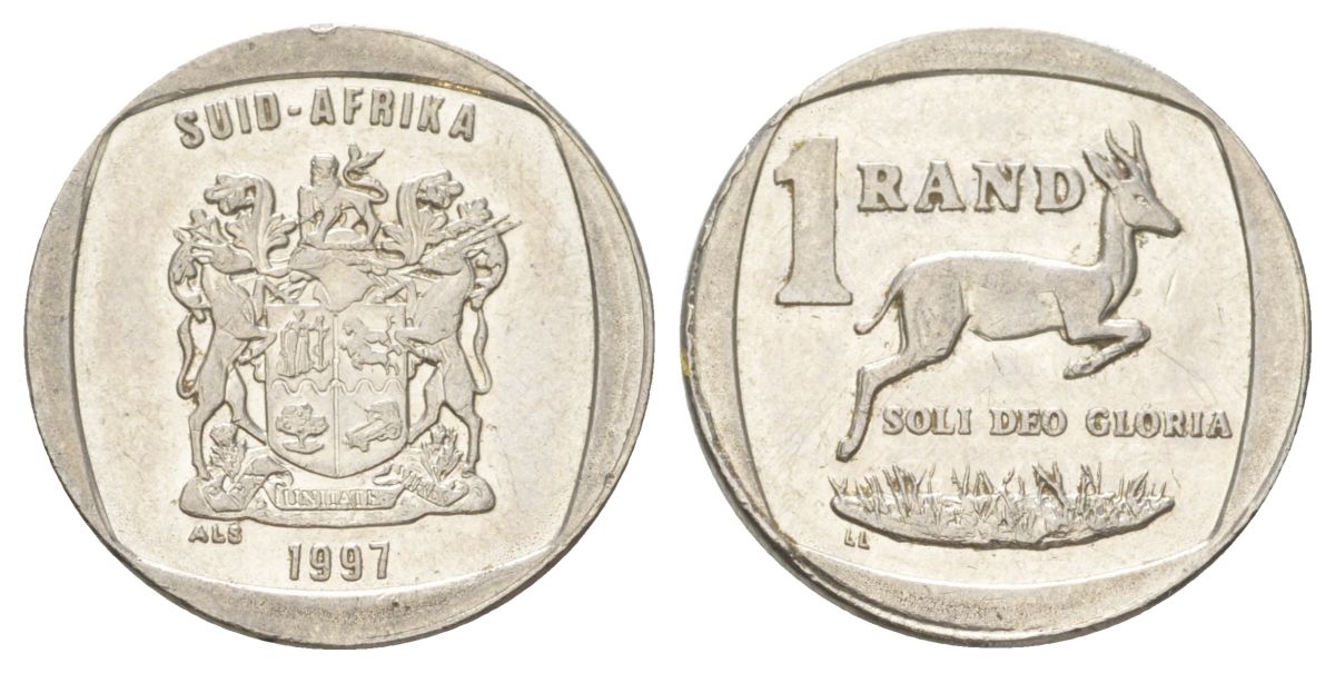 ЮАР 1 ранд 1997 KM 164 медь плакированная никелем aUNC 4627-326