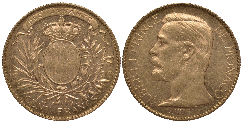 Монако 100 франков 1896 Альберт I KM 105 золото 00-000-00
