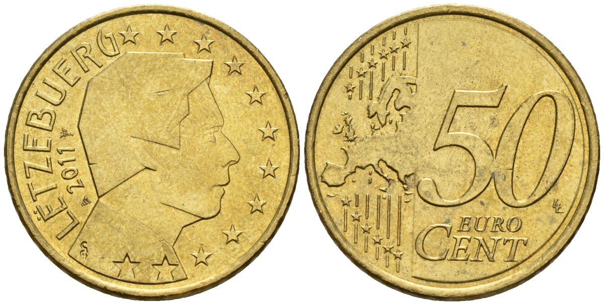 Люксембург 50 евроцентов 2011 KM 80 нордик UNC 4148-751