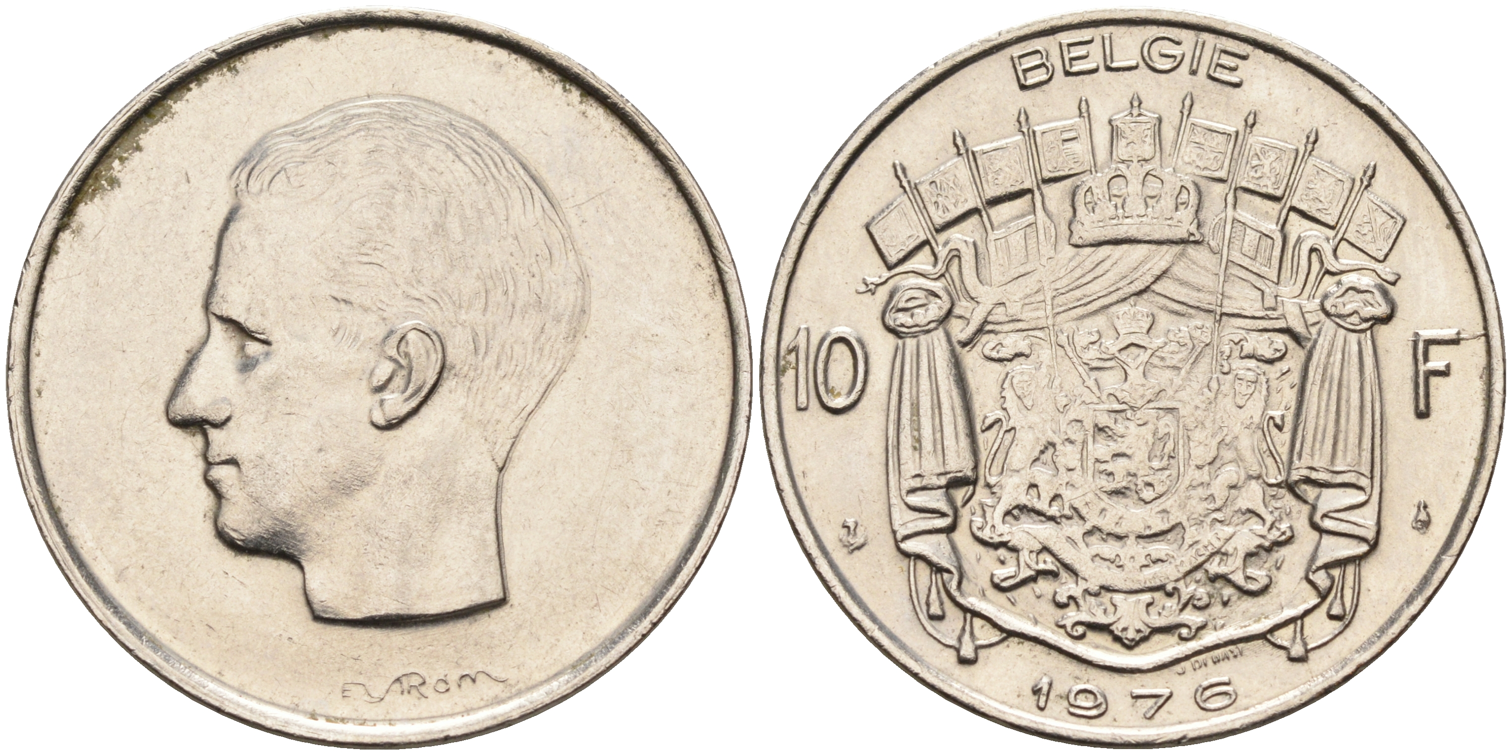 Бельгия 10 франков 1976 Belgie, Бодуэн I (1951-1993) KM 156.1 никель    4595-541