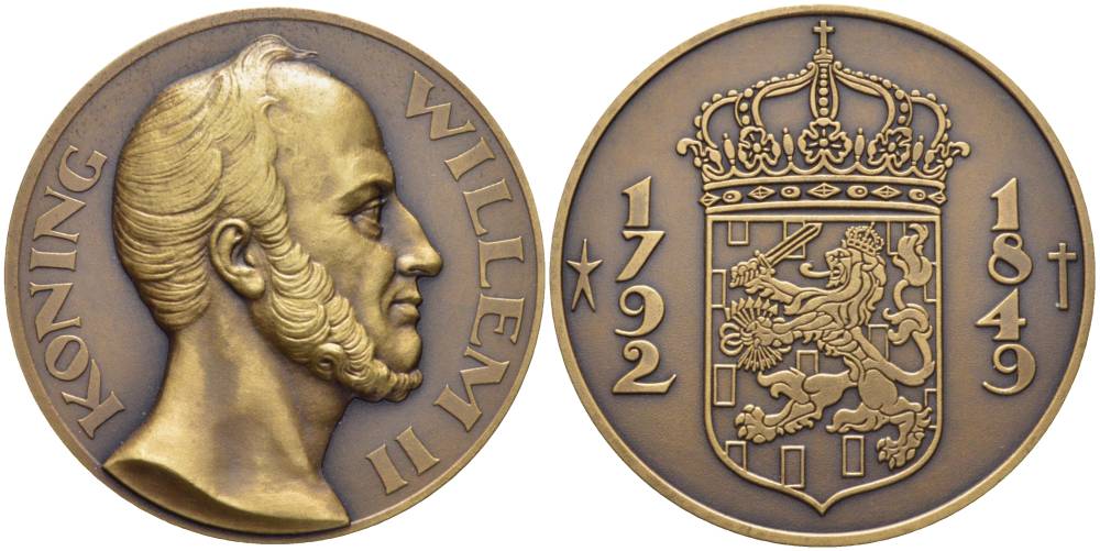 НИДЕРЛАНДЫ МЕДАЛЬ ND КОРОЛЬ НИДЕРЛАНДОВ ВИЛЛЕМ II (1792-1849) ДИАМЕТР 50 ММ. 01-149-24