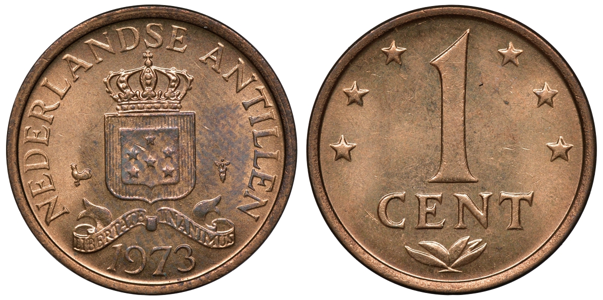 Нидерландские Антилы 1 цент 1973 Юлиана (1948-1980) KM 8 бронза UNC 4118-436