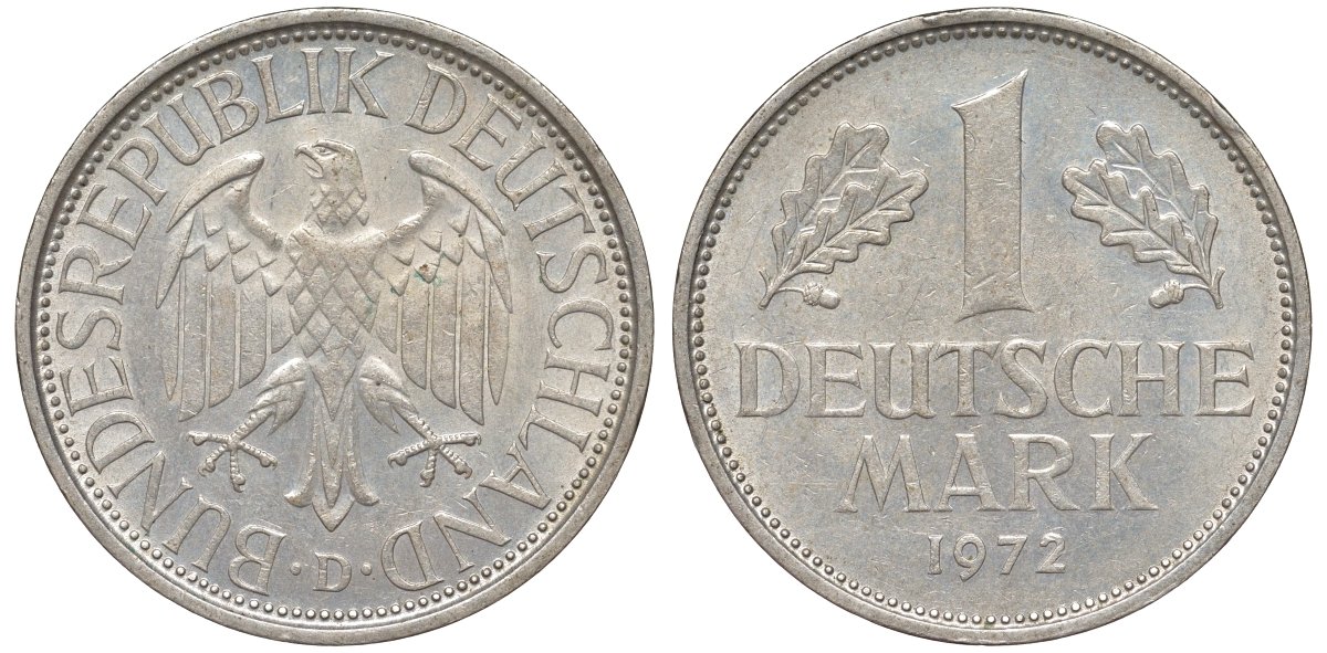 ФРГ 1 марка 1972 D KM 110 медно-никель 4132-716