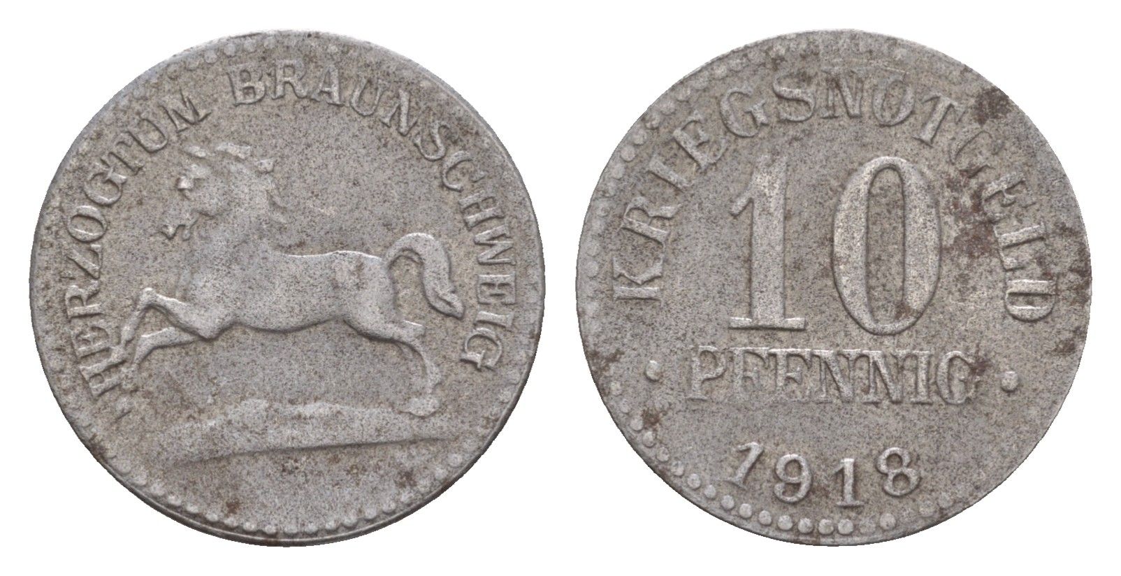 Брауншвейг 10 пфеннигов 1918 Funck 56.2A, Men05 3454.3, Men18 4388.3, Jeger 3a железо 4659-329