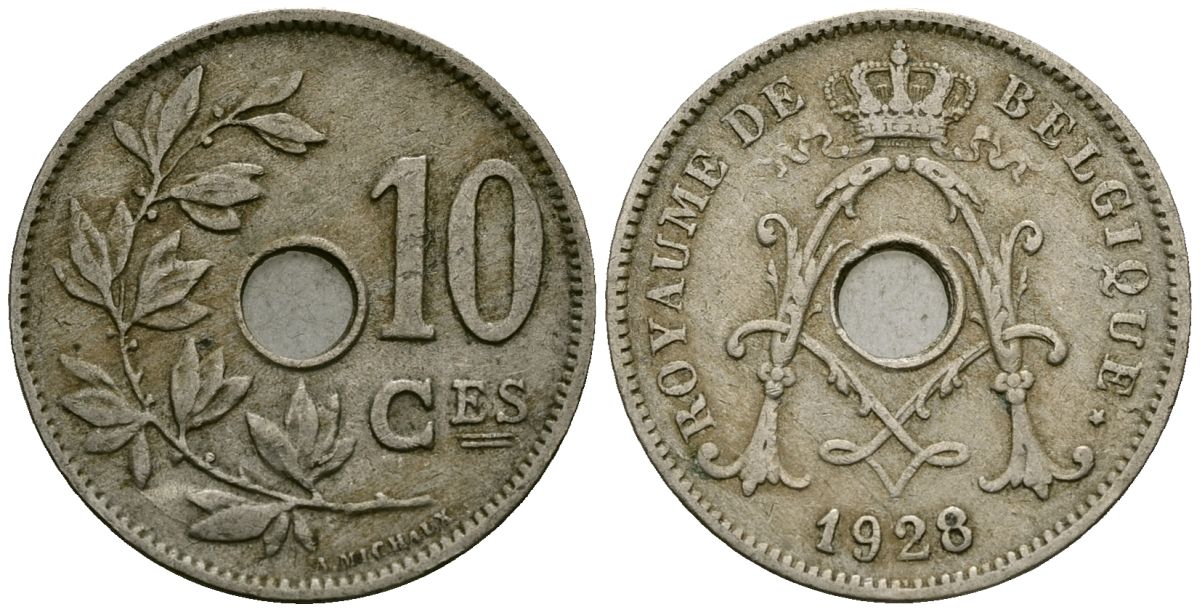Бельгия 10 сантимов 1928 Belgique KM 85 медно-никель 4172-1036