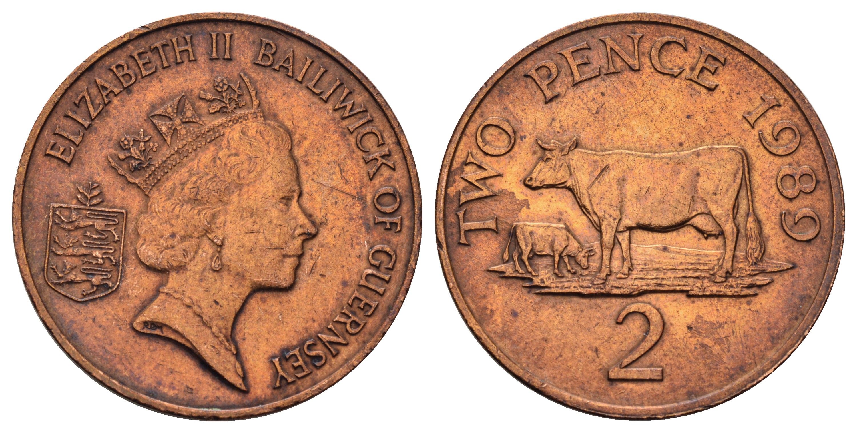 Гернси 2 пенса 1989 KM 40 бронза 4666-256