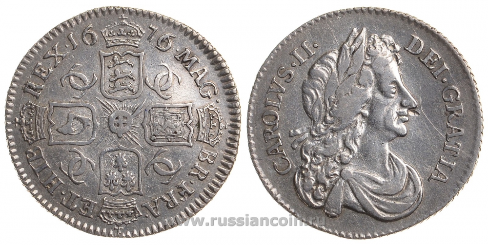 Англия 6 пенсов 1676 Карл II (1660-1685) Spink 3382, KM 441 серебро 00-819-63