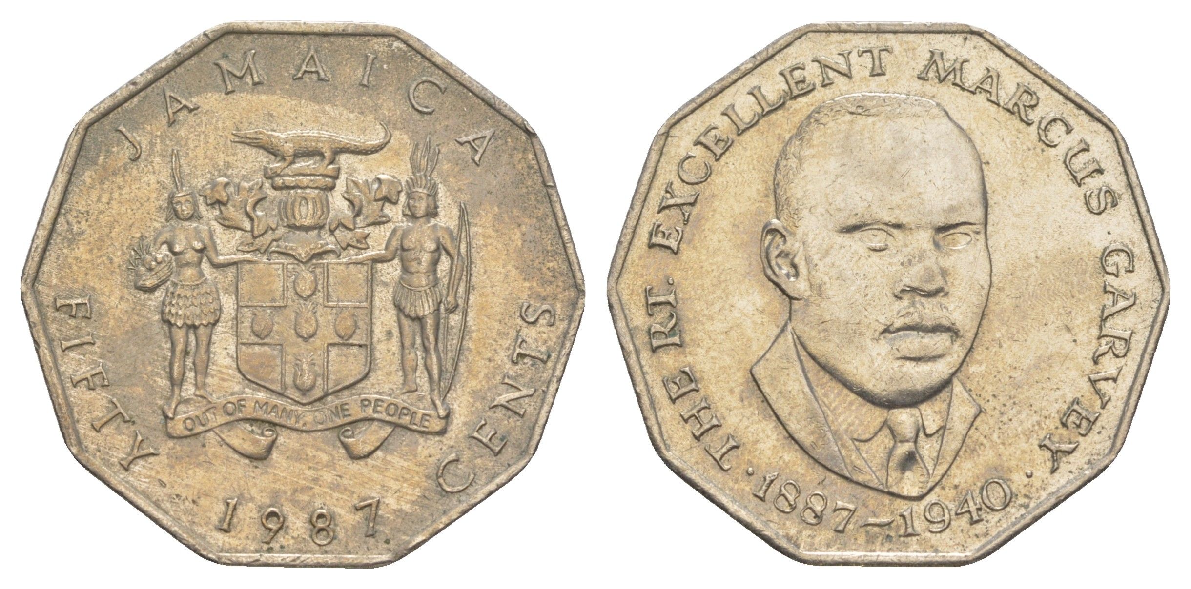 Ямайка 50 центов 1987 Маркус Гаврей (1887-1940) KM 65 медно-никель 91-1121