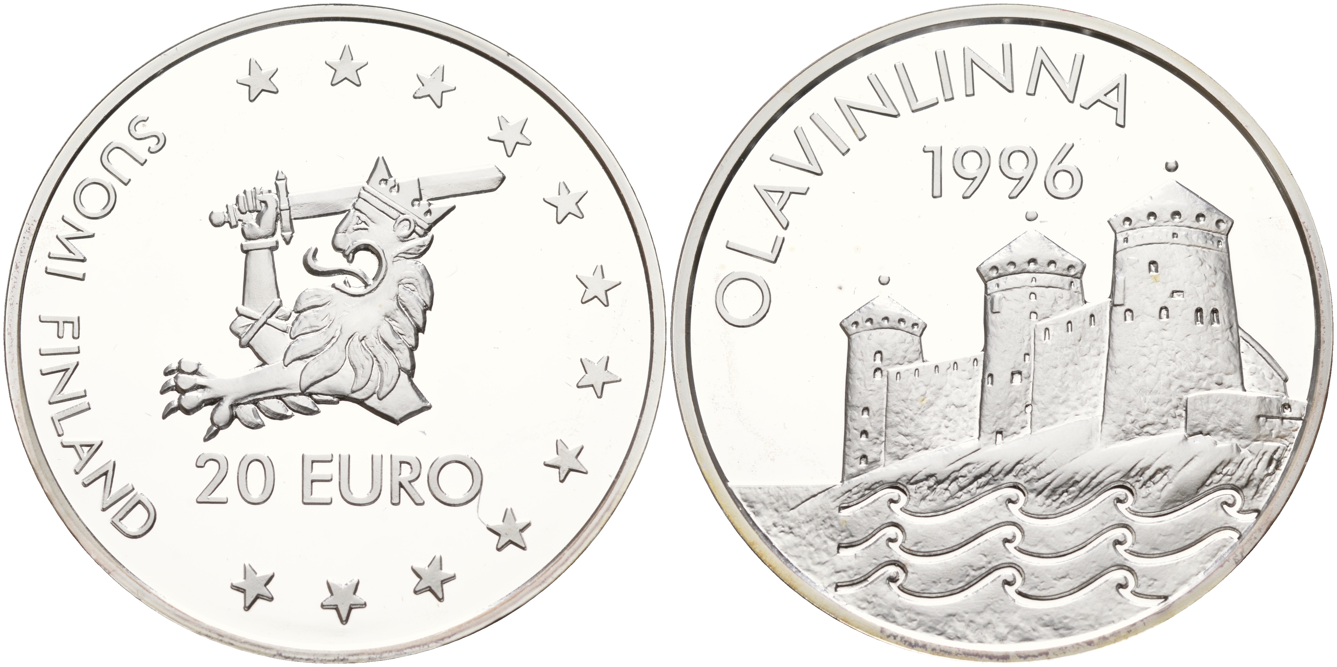 Финляндия 20 евро 1996 Крепость Олавинлинна серебро PROOF 11-236-23