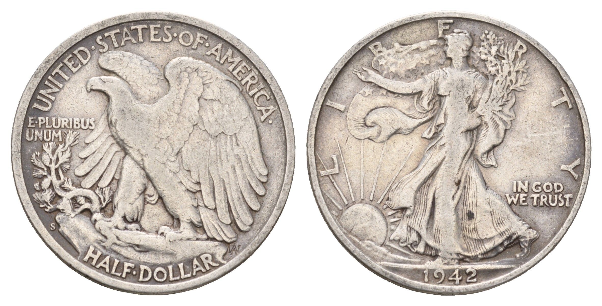 США 1/2 доллара (50 центов) 1942 S KM 142 серебро 4044-513