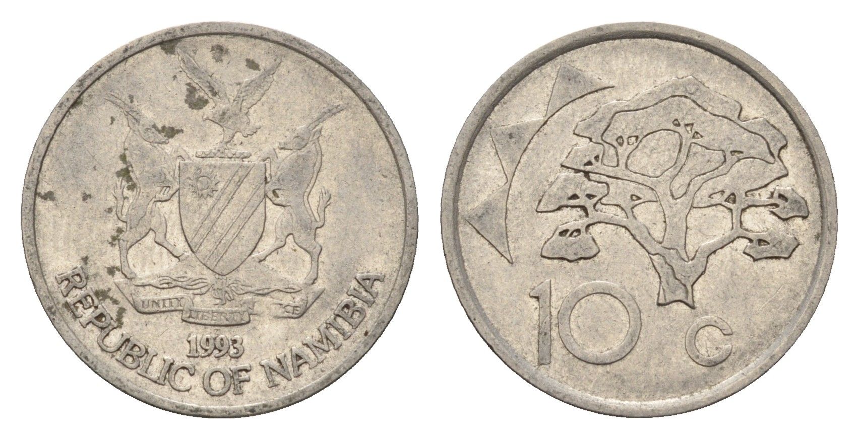 Намибия 10 центов 1993 KM 2 сталь плакированная никелем 4702-427