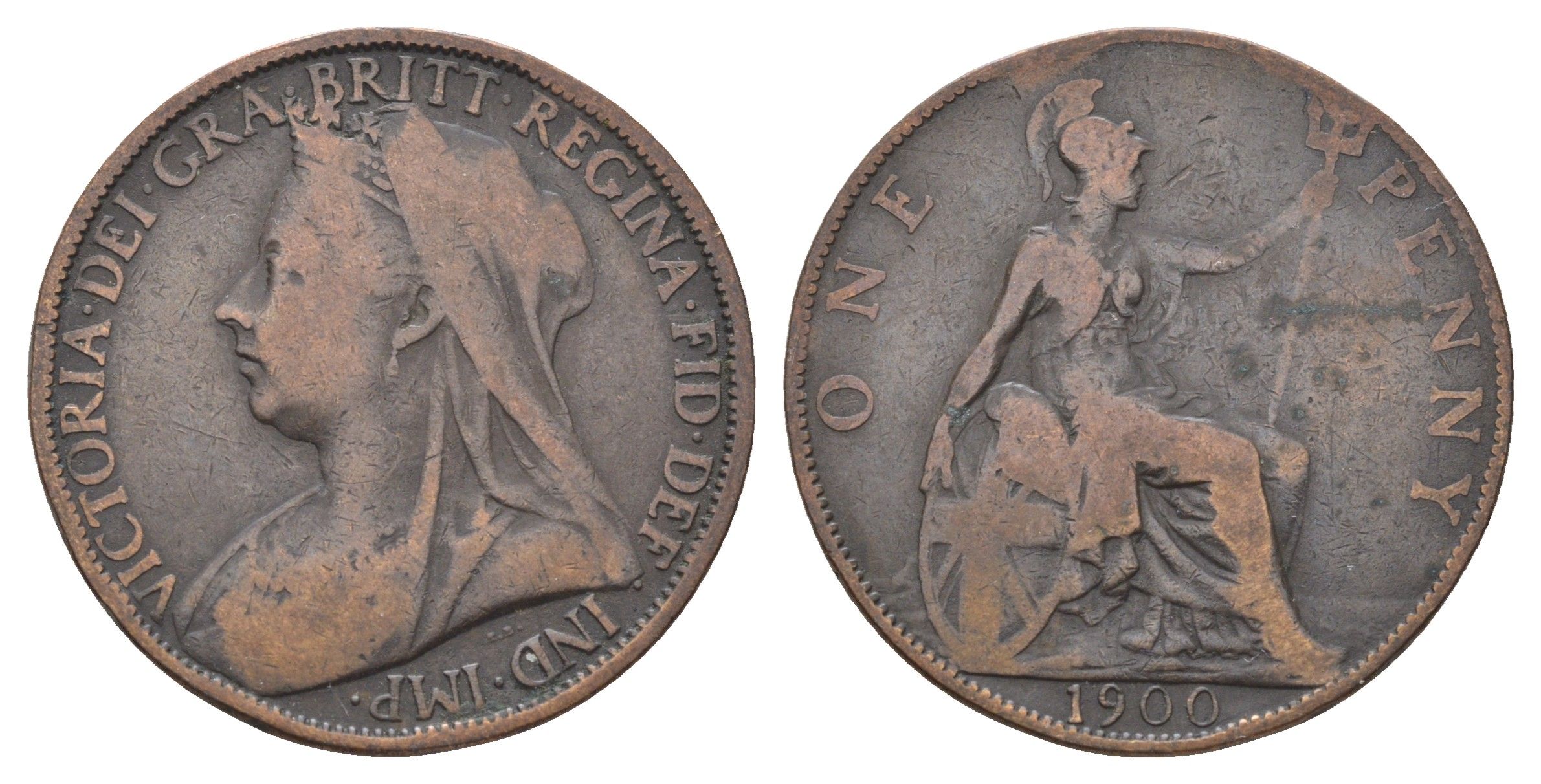 Великобритания 1 пенни 1900 Виктория (1837-1901) KM 790, Spink 3961 бронза 4661-434