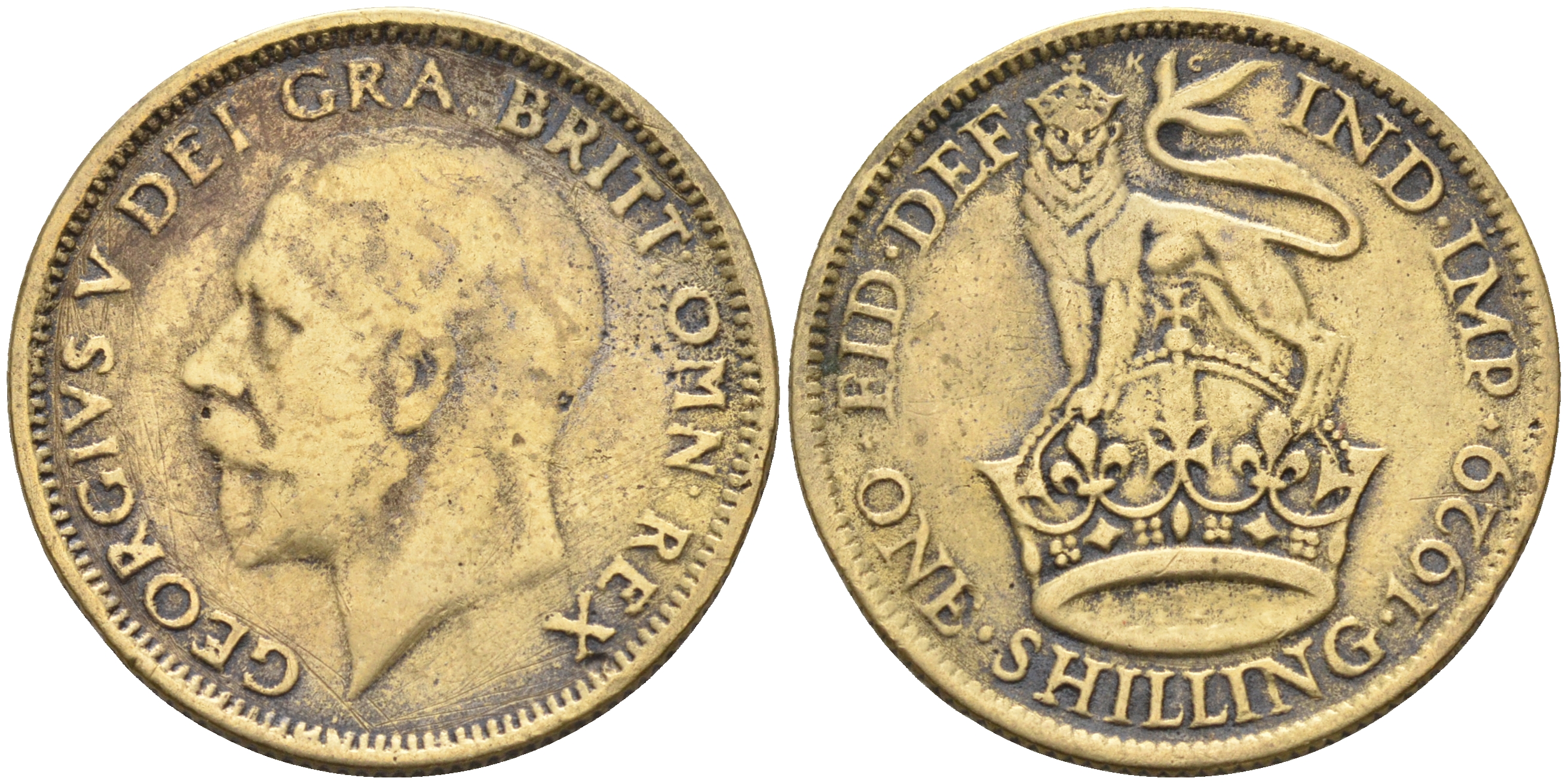 Великобритания 1 шиллинг 1929 Георг V (1910-1936), имитация того времени  белый металл    4595-926