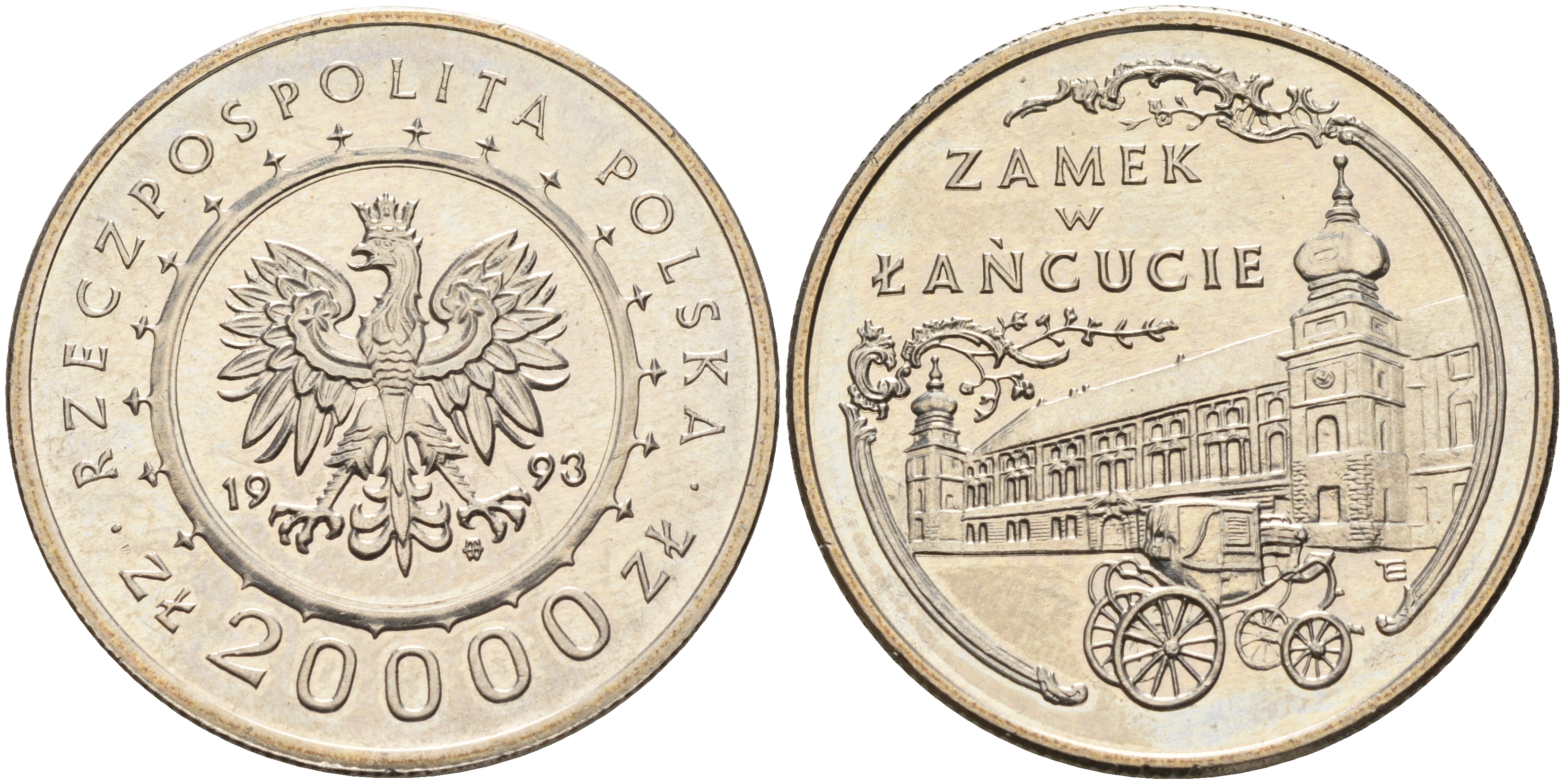 Польша 20000 злотых 1993 Замок Любомирских в Ланьцуте KM 244 медно-никель  UNC  4157-314