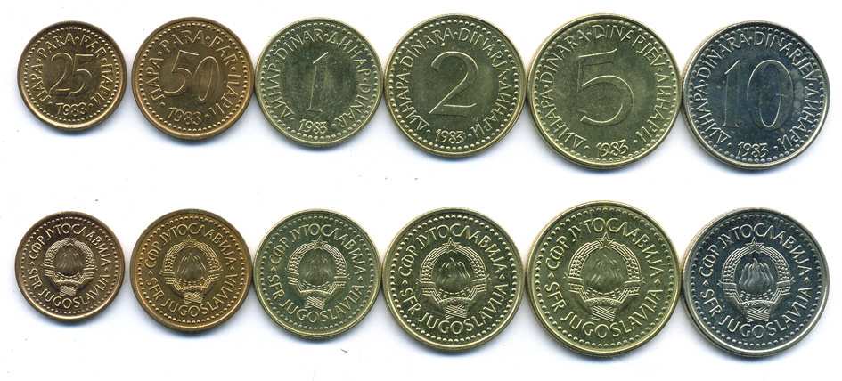 ЮГОСЛАВИЯ НАБОР ИЗ 6 МОНЕТ 1983 ОФИЦИАЛЬНЫЙ НАБОР В БУКЛЕТЕ (25 ПАРА - 10 ДИНАРОВ) UNC 5-4-3-75