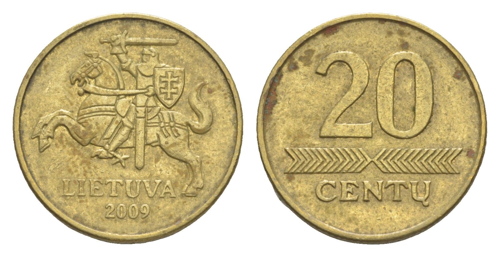 Литва 20 центов 2009 KM 107 никель латунь 4649-538