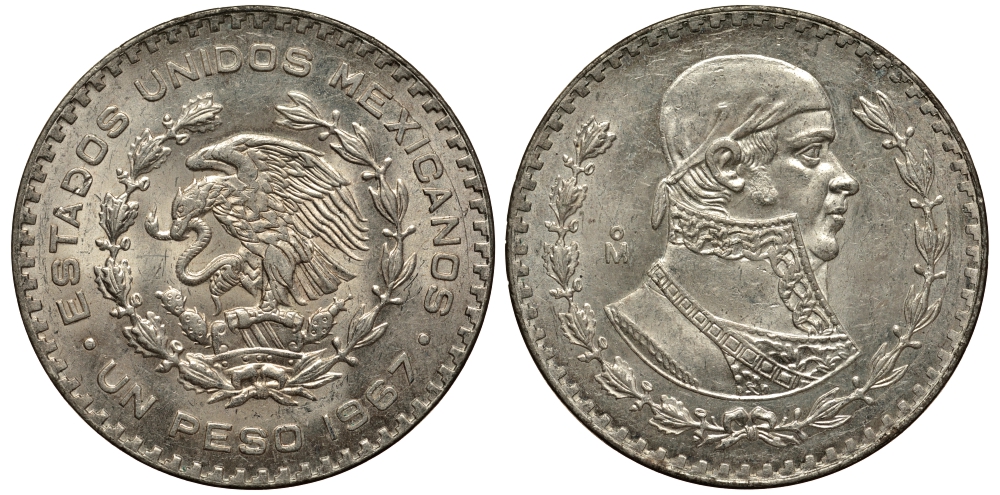 Мексика 1 песо 1967 Хосе Мария Морелос KM 459 серебро 74-1121