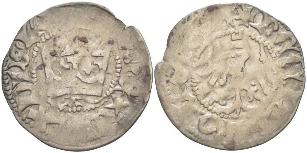 Польша 1/2 гроша (полугрош) 1403-1406 Владислав II Ягилло (1386-1434), под короной А, вес 1,06 гр. Gumowski 415, Kopicki 369 серебро 1517-533