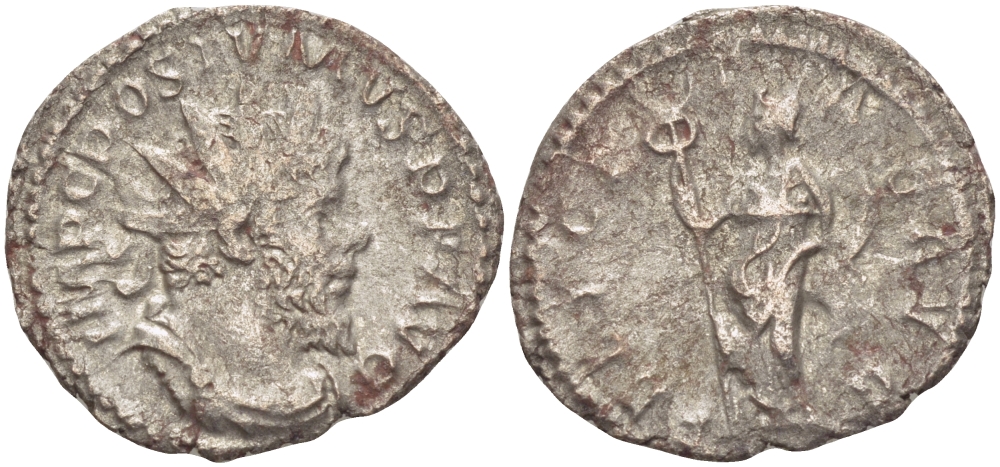 Римская Империя (императоры в Галлии) антониниан 260 - 269 Постум. IMP C POSTVMVS P F AVG / FELICITAS AVG, Фелицитата с кадуцием и рогом Изобилия, Колония Агриппины, Very fine RIC 58 биллон 1073-13-23