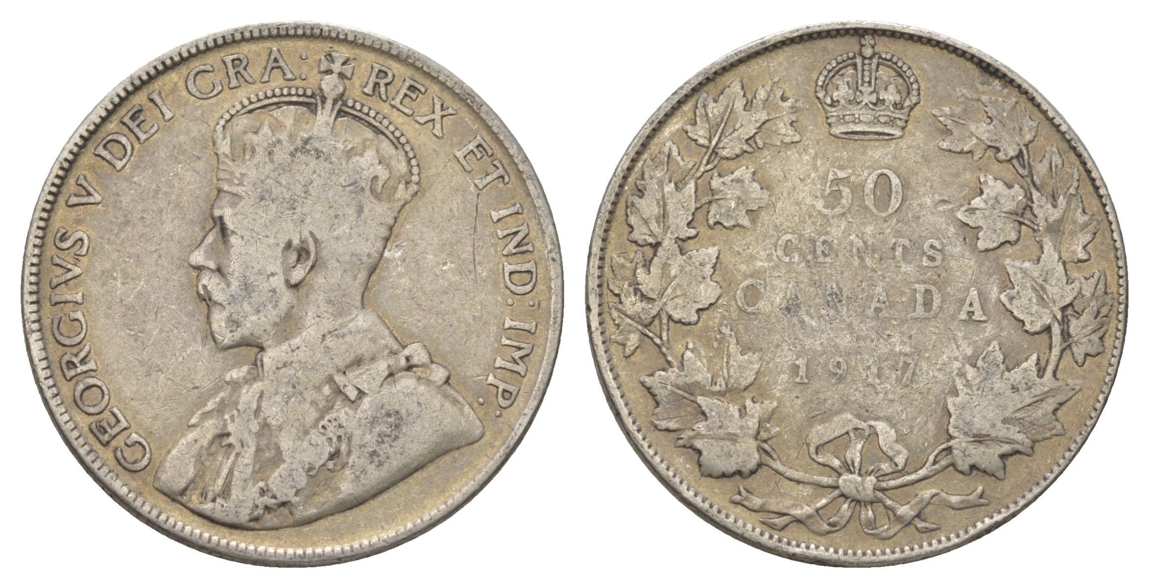 Канада 50 центов 1917 Георг V (1910-1936) KM 25 серебро 11-117-36