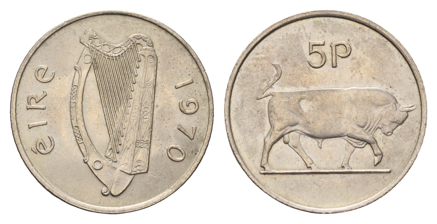 Ирландия 5 пенсов 1970 бык KM 22 медно-никель UNC 4175-147