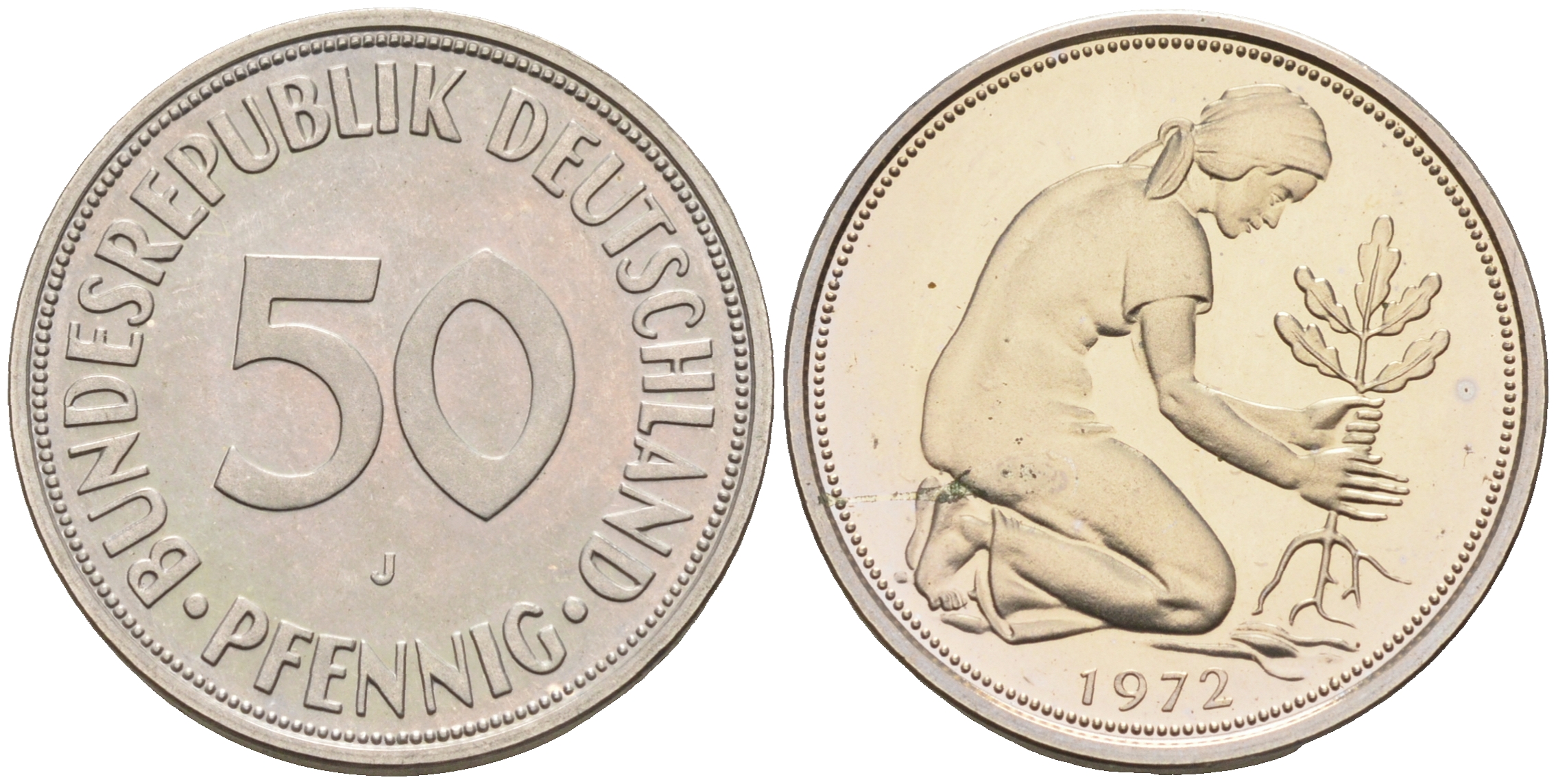 ФРГ 50 пфеннигов 1972 J J 384a, KM 109.2 медно-никель  PROOF  1094-4-61