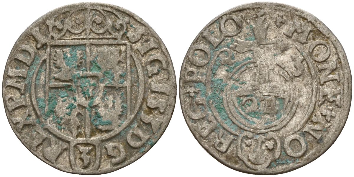 Польша 3 полкера (3 полторака - 1 крейцер) 1623 Сигизмунд III Ваза (1587-1632) Gorecki B.23, KM 41 серебро 4158-921