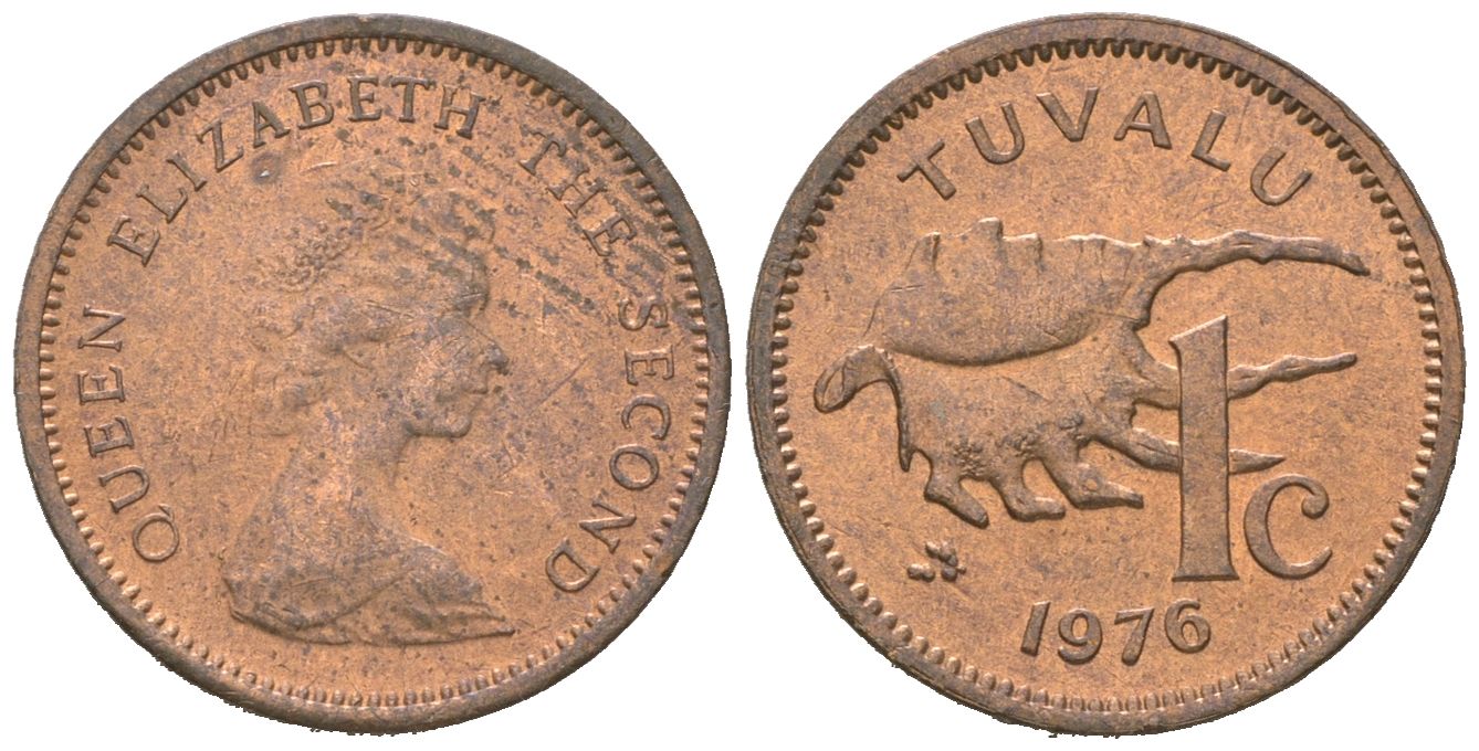 Тувалу 1 цент 1976 KM 1 бронза UNC 4618-1242