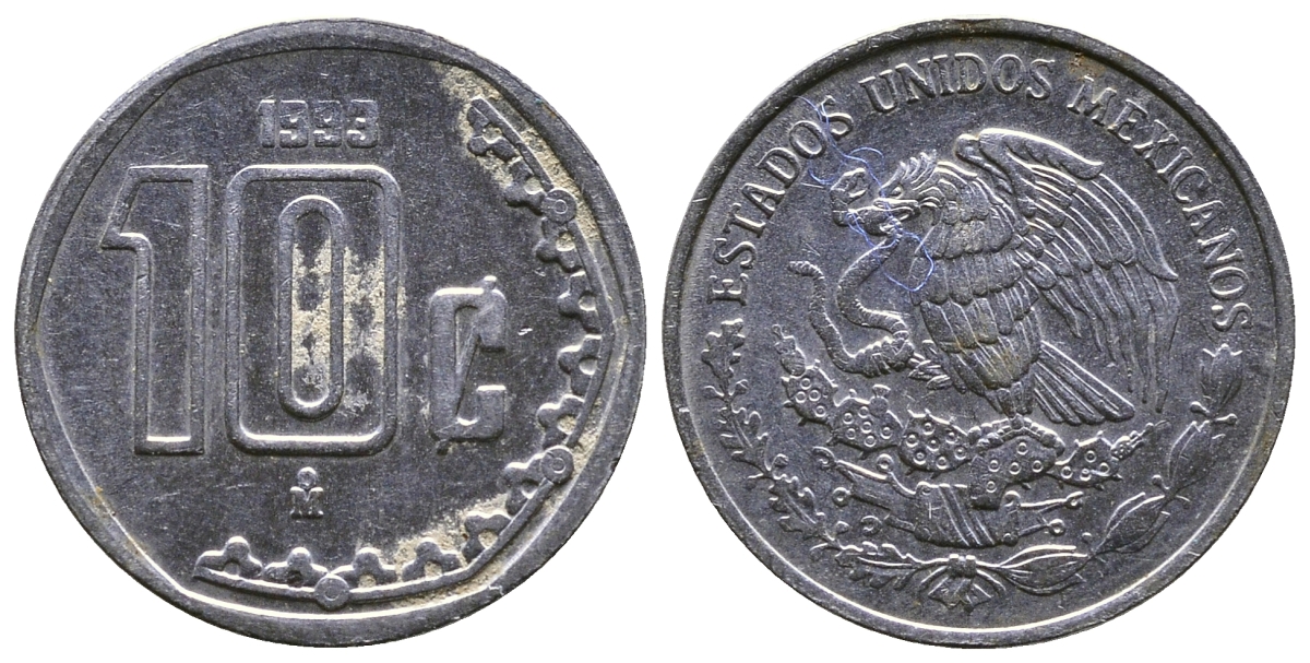 Мексика 10 сентаво 1993 Мо KM 547 нержавеющая сталь 4383-115