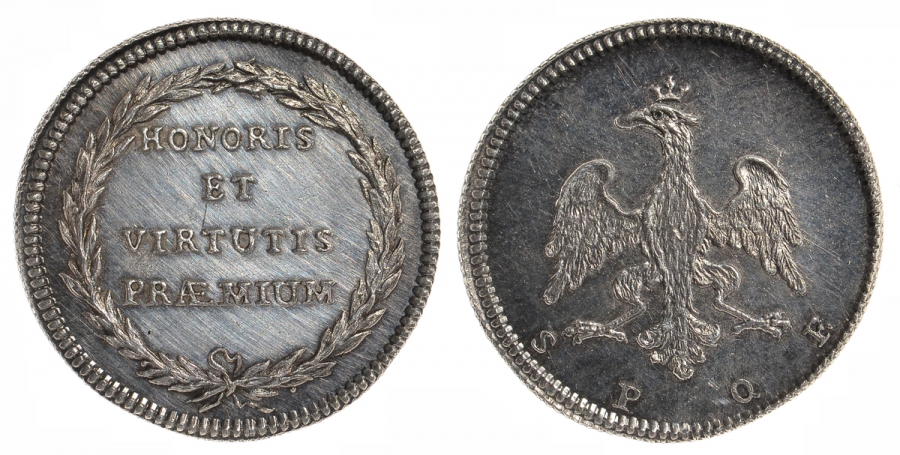 ФРАНКФУРТ МЕДАЛЬ XIX ВЕК HONORIS ET VIRTVTIS PRAEMIVM 25 мм серебро UNC 1527-832