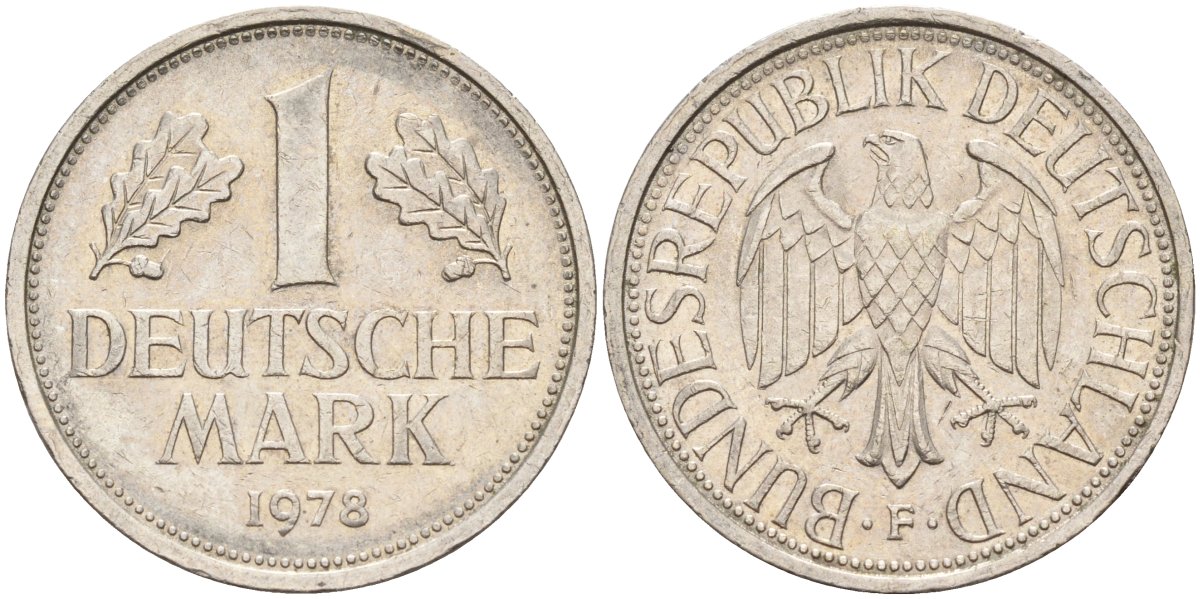 ФРГ 1 марка 1978 F KM 110, J. 385 медно-никель 4177-1136