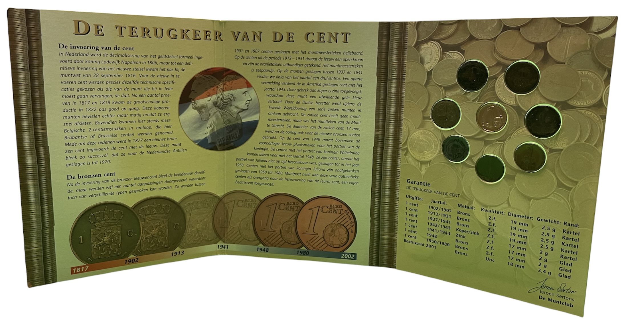 Нидерланды набор из 8 монет по 1 центу буклет бронза 7-6-1-31