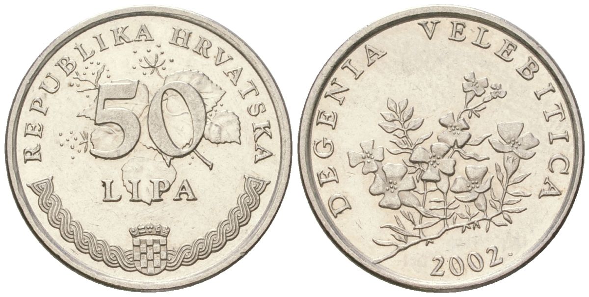 Хорватия 50 лип 2002 четный год KM 19 сталь плакированная никелем  UNC  105-565