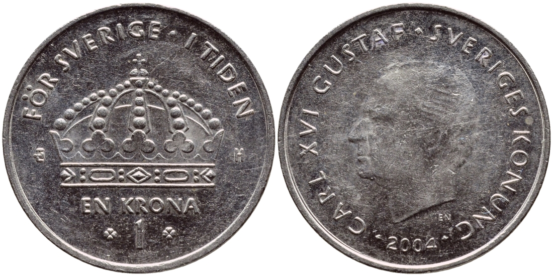 Швеция 1 крона 2005 Карл XVI Густав (1973- ) KM 894 медно-никель 45-542