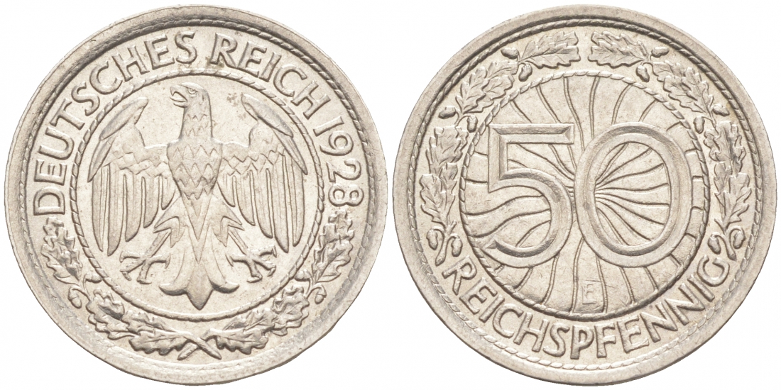 Германия 50 рейхспфеннигов 1928 E KM 49, J.324 никель 73-155