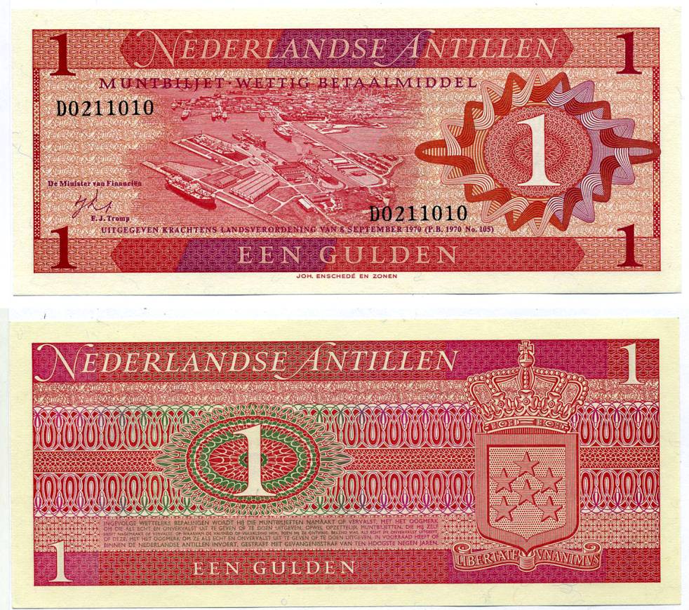 Нидерландские Антилы 1 гульден 1970 Виллемстад, Кюрасао Pick 20 а  бумага  UNC (пресс) 00-00