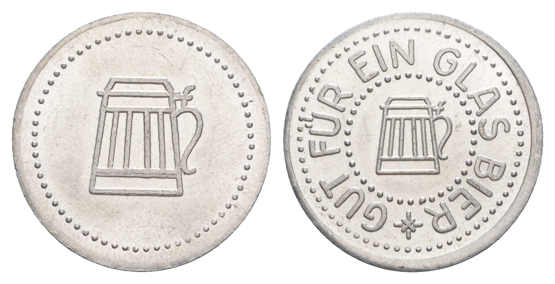 Германия жетон в 1 "стакан пива" ND диаметр 24 мм, вес 1,1 гр алюминий UNC 4637-1141