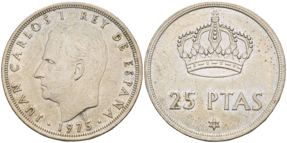 Испания 25 песет 1975 (77) Хуан Карлос I (1975-2014) KM 808 медно-никель 4551-957