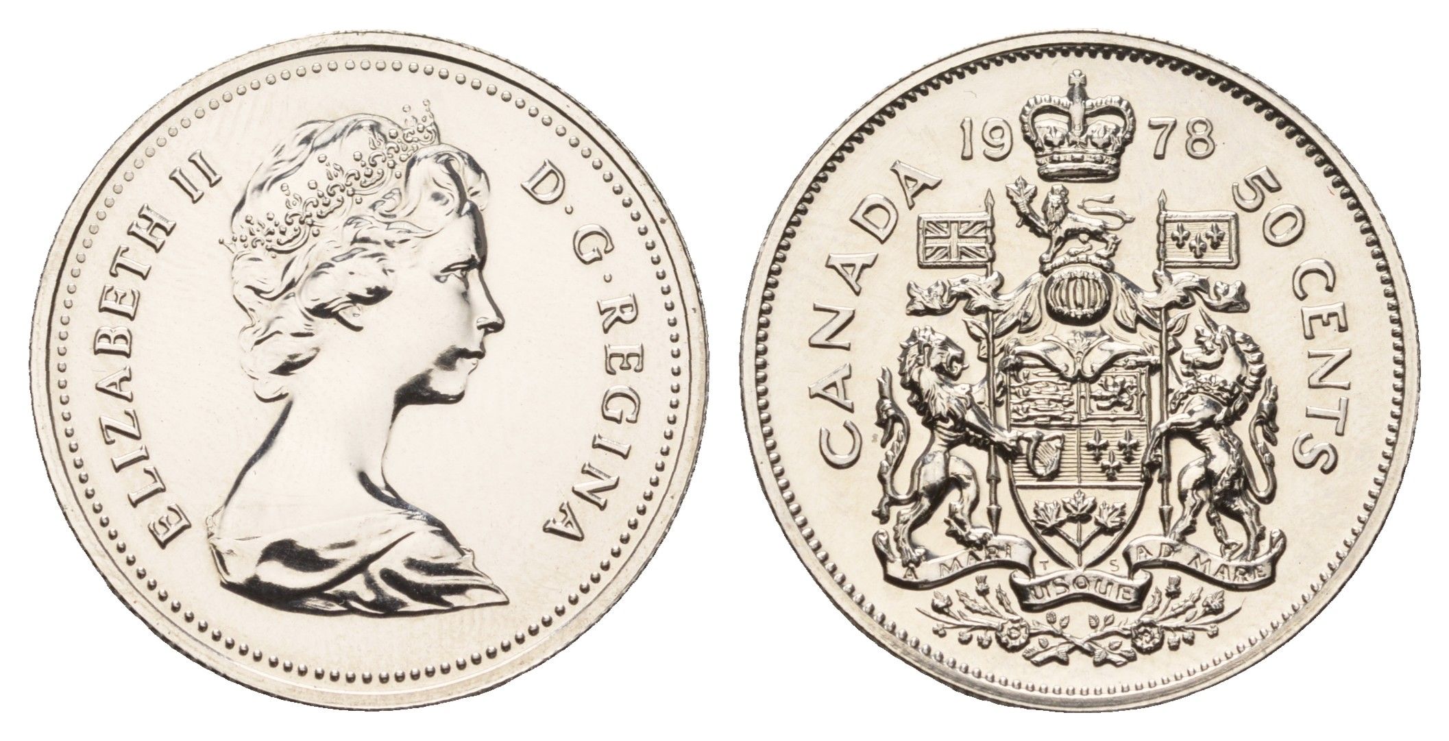 Канада 50 центов 1978 Елизавета II (1952-2022), герб KM 75.3 никель PROOF-LIKE (BU) 603-621