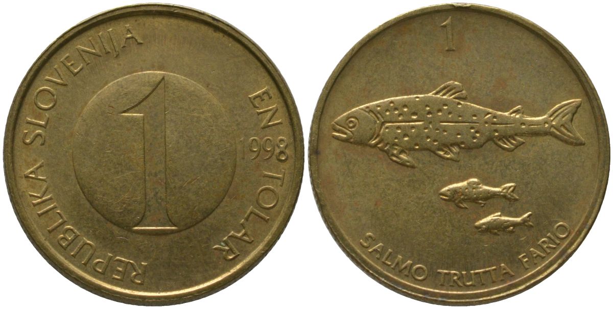 Словения 1 толар 1998 KM 4 латунь 4546-1056
