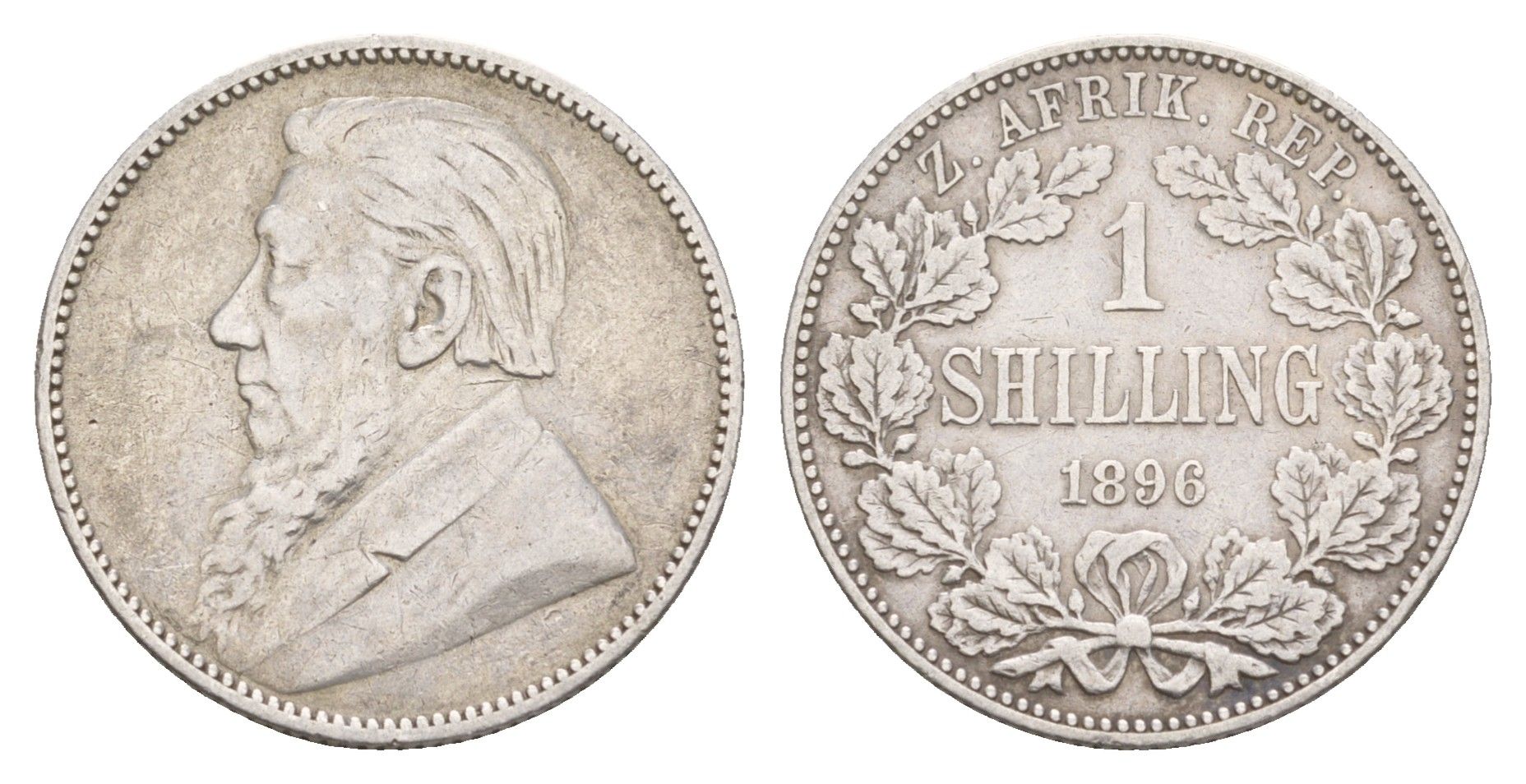 ЮАР 1 шиллинг 1896 ZAR, Трансвааль, Крюгер KM 5 серебро 1518-623