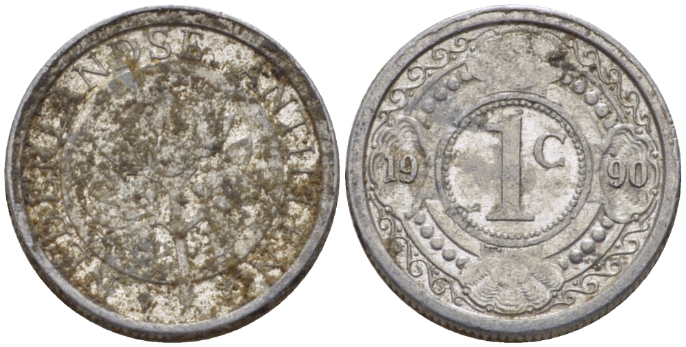 Нидерландские Антилы 1 цент 1990 Беатрикс (1980-2013) KM 32 алюминий 66-953