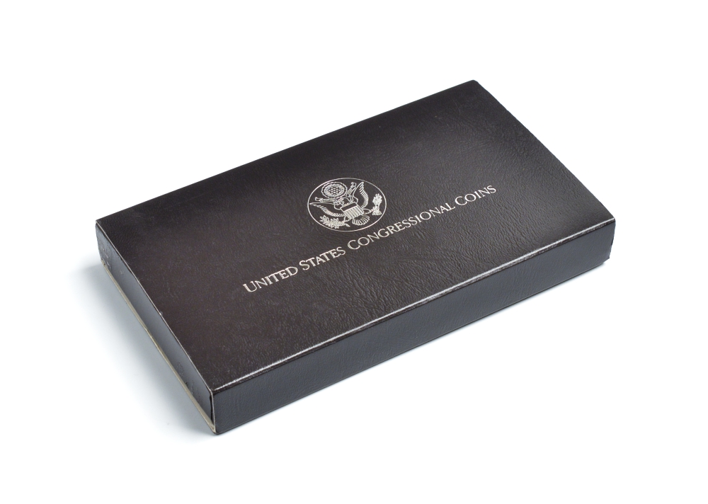 США 1 доллар 1989 S, 200 лет Конгрессу США, в оригинальной коробке KM 225 серебро PROOF 00-000-00