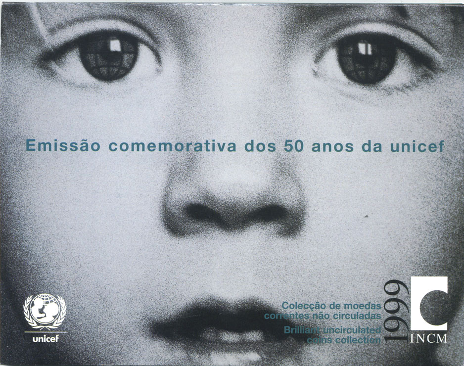 Португалия набор из 7 монет 1999 официальный набор в картонном буклете, 50 лет ЮНИСЕФ BUNC 00-00