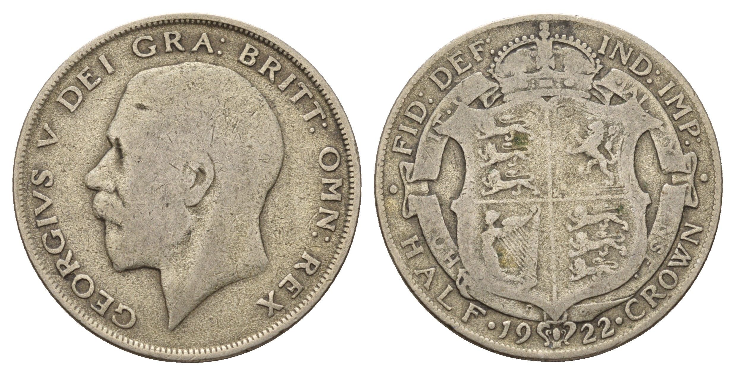 Великобритания 1/2 кроны 1922 Георг V (1910-1936) KM 818.1a, Spink 4021 серебро 4667-216