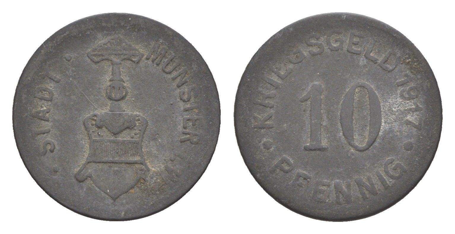 Мюнстер в Вестфалии 10 пфеннигов 1917 Funck 350.1, Men18 22667.1 цинк 4643-966